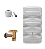 GARANTIA CUBUS Regentonne Komplett-Set 340 Liter betongrau inkl. Kunststoff-Auslaufhahn und Fallrohranschluss - Gartentank, Wassertank, Fass, Wasserbehälter, Regenfass, Regenwassertonne, Wasserfass