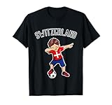Dabbing Fußball Junge mit Schweiz Trikot Switzerland Kinder T-Shirt