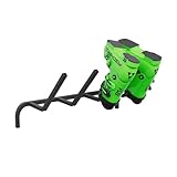 QLS Schuhhalterung Wand Skihalter für 2 Paare 64 cm Nordic Walking Trekking Stöcke Skiträger Hakenleiste mit schützender Gummierung zur platzsparenden Aufbewahrung WB2