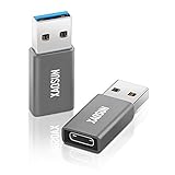 [10 Gbit/s] USB-Stecker auf USB-C-Buchse (2er-Pack), 3.1-USB-A-auf-USB-C-Adapter, XAOSUN SuperSpeed Data Sync & 100 W Fast Charging – kompatibel mit iPhone 15 Pro Max, Laptop, PC, Ladegerät, Powerbank