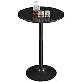 Yaheetech Runder Bartisch Stehtisch, Bistrotisch 360° Drehbar, Höhenverstellbar 69,5–91 cm, Ø 60cm Partytisch aus Metall für Zuhause/Klub/Pub, Full Schwarz
