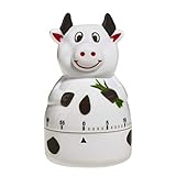 TFA Dostmann Kuh Analoger Küchen-Timer, 38.1007, Eieruhr, mit Metall-Aufzugswerk, akustischer Alarm, schwarz/weiß, Kunststoff, 1 Stück