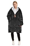 Catalonia Classy Übergroße Sherpa Hoodie Decke mit Reißverschluss und Kapuze, Flauschige Warme Oversized Kapuzenpulli Kuscheldecke, Tragbare Decke zum Anziehen als Geschenkidee für Damen Herren