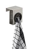 WENKO Türhaken Mod. Push Küchenhaken mit Push-Pull-Funktion zum Einhängen an Schublade und Schranktür aus rostfreiem Edelstahl inklusive Kratzschutz und Klemmvorrichtung 5 x 6 x 4 cm Silber matt