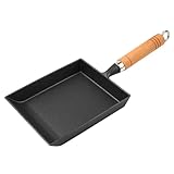 NQYZZFA Eierpfanne Aus Gusseisen, Antihaftbeschichtet, Japanische Omelettpfanne, Rechteckige Mini-Eierpfanne Mit Hitzebeständigem Griff, Geeignet Für Gasherd Und Induktionskochfeld,Schwarz