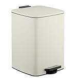 Relaxdays Mülleimer Küche, 20 Liter, entnehmbarer Inneneimer, Fußpedal, mit Müllbeutel, Tretmülleimer, Eisen, beige