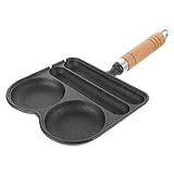 Ipetboom Gusseisen Bratpfanne mit Fächern für Eier und Antihaft Frühstückspfanne mit Flachem Boden Robuste Küche Pfanne für Schnelles Braten für Spiegeleier und Bratwurst Langlebig