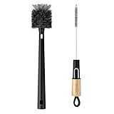 MR.SlGA Wasserflaschenbürste und Strohhalmreinigungsbürste, Flaschenreinigungsbürste mit langem Griff, 2 in 1 Flaschenreinigungsbürste für Sportflaschen, Babyflaschen, Becher, Strohhalme, Schwarz