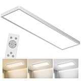 Bowfar LED Deckenleuchte, Leuchten Deckenlampe Rechteckig mit Fernbedienung Dimmbar 3000K-6500K, LED Panel Ultra Flach 4000LM 40W mit Backlight für Wohnzimmer Schlafzimmer Büro, 80 * 3.3cm-Weiß