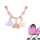 Zasjon Kinderwagenkette Holz Baby, Kinderwagen Kette, Kinderwagenspielzeug Mädchen Junge, Kinderwagen Zubehör Kinderwagenkette für Babys und Kleinkinder ab 0+ Monaten