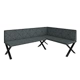 Eckbank Akiko Metal X - Eckbankgruppe für Ihrem Esszimmer, Küche modern, Sitzecke, Essecke. Perfekt für Küche, Büro und Rezeption. Solide und Starke Verarbeitung. (196x142-Rechts-Inari96)