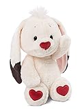 NICI Kuscheltier 25cm mit Herz-Applikationen auf Fußsohlen – Flauschiges Hasen Plüschtier für Mädchen, Jungen & Babys – Stofftier zum Kuscheln, Spielen & Schenken – Weiches Schmusetier, weiß/rot