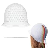 MIRKUZI Colorationszubehör 1 Stück Silikon-Highlight-Kappe mit Häkeln, Highlight-Kappe, wiederverwendbare Salon-Haarkappe, Highlight-Kappe, Salon-Haarfärbekappe für Frauen und Mädchen zum Haarefärben