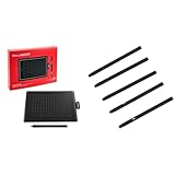 One by Wacom Stifttablett mit drucksensitivem Stift, geeignet für Windows, Mac & Chromebook, Small, schwarz/rot & Standard Stiftspitzen, schwarz 5-TLG.