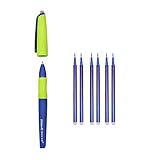 Pelikan Erase 2.0 Ergonomischer radierbarer Tintenroller, blaue Tinte, für Rechts- und Linkshänder, für die Schule, nachfüllbar, 6 Ersatzminen inklusive