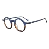 ETETGVG Acetat-Brillengestell für Herren und Damen, lässig, Retro, ovale Nietenbrille, Blau