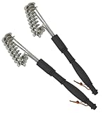 com-four® 2X Multifunktionale Grillbürste aus Edelstahl - 44,5 cm Hitzebeständiger Griff - Grillzubehör für BBQ, Gasgrill und Gussrost (02 Stück - Grillbürste mit Spirale)