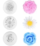 3 Stück Kerzen Silikonformen, Daisy Silikon Kerzenformen, Pfingstrose Kerzen Gießen Formen, Rose Blume Kerzen Formen Silikon, 3D Silikonformen, Silikonform blumen für DIY Handgefertigten Gebäck