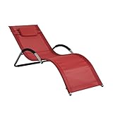 SoBuy Sonnenliege Strandliege Gartenliege Relaxstuhl mit Kissen für Gärten, Höfe, Strände, Balkone 100 kg Belastung Rot BHT ca. 55x67x165cm OGS38-R