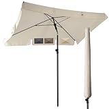4smile Sonnenschirm Balkon 200x125 cm mit Schirmhülle, Beige - UV50+ Sonnenschirm rechteckig knickbar höhenverstellbar, Sommer Schirm für Sonnenschutz Balkon als Ersatz für Ampelschirm