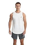 Herren Tanktop, schnell trocknende Trainingshirts, Muskel Fitness Bodybuilding Laufshirt Fitness Tanks Ärmelloser T-Shirt Weiß L