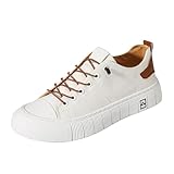 Mode Und Casual Männer Flache Leichte Mesh Atmungsaktive Einfarbig Ringelsocken Herren Sneaker (White, 43)