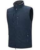 33,000ft Herren Leichte Softshell-Weste Oberbekleidung Reißverschluss Fleece Gefüttert Winddicht Ärmellos Jacke für Golf Laufen Wandern, Midnight Blue Heather, Large
