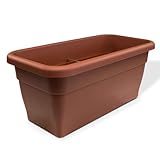 MePla Blumentrog - länglicher Blumentopf - wetterfestes Pflanzgefäß - UV-beständiger Blumenkübel - Pflanzentopf - Pflanzen-Trog - 60x30 cm (Innen: 54x25 cm) - Terracotta