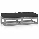Brokky Gartenhocker mit Kissen Hocker Outdoor Garten Hocker FüR Draussen Sitzhocker Outdoor 2 STK. Massivholz Kiefer - 3076281