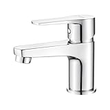 Ibergrif Bad Wasserhahn Chrom - Einhebelmischer Waschtischarmatur für Warm- und Kaltwasser, mit Wassersparfunktion, Anti-Fingerprint & Einfache Montage, Modell M11057