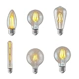Uxsjakjsd 4W Vintage E27 Glühbirne C35 ST64 G80 G95 G125 T185 LED Retro Birne 2200K Retro Leuchte Dekorationsbeleuchtung