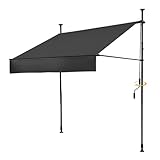 BelleMax Klemmmarkise Markise Balkon ohne Bohren, 150 cm x 125 cm Anthrazit, Balkonmarkise mit Handkurbel, Sonnenschutz terrassenüerdachung, Wasserdicht, UV-bestädig und Höenverstellbar