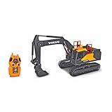 Dickie Toys – ferngesteuerter Bagger – 2.4 GHz RC Bagger, für Draußen, mit Licht- und Soundeffekten, Baustellenspielzeug, für Kinder ab 3 Jahren, Gelb/Grau