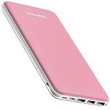 Charmast 26800mAh Powerbank USB C Externer Akku dünne Power Bank Handy Tragbares Ladegerät mit 3 Eingängen 4 Ausgängen kompatibel mit iPhone,Samsung,Huawei,Nintendo Switch,Smartphone,Tablet（Rosa）