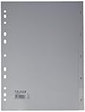 Original Falken PP Kunststoff-Register. Für DIN A4 22,5 x 29,7 cm volle Höhe Druck 1-5 5 Blatt grau Ringbuch Ordner Plastikregister ideal für Büro und Schule