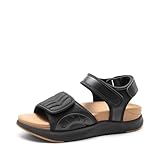 DREAM PAIRS Damen Freizeitsandalen mit ergonomischer Mittelfußstütze und rutschfester TPR-Sohle, atmungsaktive Sportsandalen für Wandern,Size 40.5,Schwarz Braun,DWUMST2507