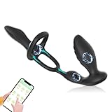 QgLust Analvibrator Prostata Stimulation Herren Analplug Sexspielzeug Männervibrator Set mit 9 Vibrationsmodi, 2-in-1 Design Penisring Buttplug Vibrator Penistrainer Männer Penismassagegerät