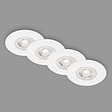 BRILONER Leuchten - 4er Set Einbauleuchten Decke, Dimmbar, LED Einbaulampen ultraflach, Einbaustrahler Bad, Badeinbaustrahler IP44, Weiß-Matt, 90x25 mm (DxH), 7999-046