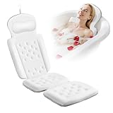 Badewannenkissen Ganzkörper Badekissen, Dickes Badewannenkissen mit Wäschesack, luxuriöses Kissen für Badewanne Kopfstütze Nacken Schulter Unterstützung Entspannung Spa Zubehör (Weiß, 129,5 x 40,6 cm)