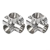 Kleiderstangenflanschverbinder aus Edelstahl mit 26 mm Durchmesser für den Einsatz in Möbeln, Regalen und Gewächshaus-Montageprojekten (5-fach abgewinkelt)