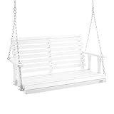 VEVOR Hollywoodschaukel Zedernholz, 1240x710x600mm, Terrassenschaukel für Hof und Garten, verbesserte Tragkraft von ca. 400 kg, robuste Schaukelstuhlbank mit Aufhängeketten für den Außenbereich, Weiß