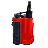 Grafner Flachsauger Drainage Tauchpumpe, mit integriertem Schwimmschalter und Rückschlag, 750 Watt bis 10500 l/h Förderleistung, flachabsaugend 1mm, 3mm Fremdkörper, Schmutzwasserpumpe Schachtpumpe