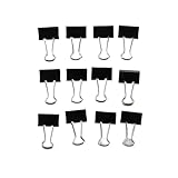 12 Stück Büroklammern, 15 mm, Foldback-Metall-Binder-Clips, schwarz, Griffklemmen, Büro, Schule, Schreibwaren, Papier-Dokumentenklammern