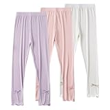 Rainjia 2-11 Jahre Mädchen Leggings Hosen Stretch aus Modal Baumwolle, 3er Pack Mädchen Lange Sport Hosen Leggings mit Bowknot Gr. 92/98/104/116/122/128/134/146