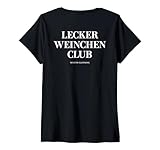 Damen LECKER WEINCHEN Club X Veneto Clothing Lecker Wein Backprint T-Shirt mit V-Ausschnitt
