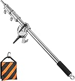 Edelstahl-Verlängerungsarm für Lichtstativ und C-Stativ, 3,6 Fuß bis 8,2 Fuß Verstellbarer Querstangen Haltearm mit Sandsack für Studio Softbox Reflektor