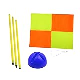 Amagogo Fußball-Eckfahne, Spielfeldausrüstung, vielseitige Trainings-Sportfahne, Fußballfeld-Eckfahne für Erwachsene und Kinder, 1.5 m Stange, Blauer Sockel