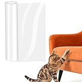 Selbstklebende Kratzschutzfolie für Katzen - Transparente Kratzmatte 40cm x 5m | Effektiver Schutz für Sofa, Couch, Wand, Tür und Möbel vor Kratzern | Einfach Anzubringen, Unsichtbar und Langlebig