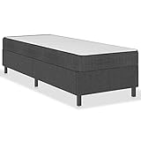 vidaXL Boxspringbett mit Matratze Bettgestell Bett Hotelbett Polsterbett Einzelbett Designerbett Schlafzimmerbett Dunkelgrau Stoff 90x200cm