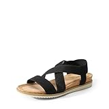 DREAM PAIRS Damen-Espadrilles mit offener Zehenpartie, elegante Plateau-Sandalen zum Hineinschlüpfen, elastische Knöchelriemen, Keilabsatz-Sandalen,Size 40.5,Schwarz,DWUMWS2527